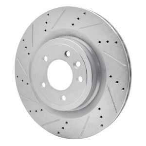 Land Rover Range Rover Brake Rotor (1) - Rear Left - R1 Concepts - Drilled & Slotted - Silver - `14-`24